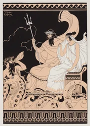 ポセイドンとアンフィトリテ（カラーリトグラフ）