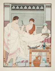 婦人科検査、「ヒポクラテスの作品」、1934年のイラスト