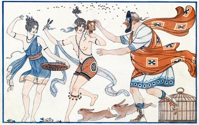 フレスコ、ポンペイのカーニバルでのいたずら-1923年のラヴィパリジェンヌのイラスト