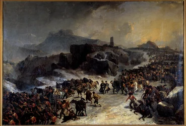 ナポレオン1世が1808年12月にスペインのシエラ・グアダラマ（Guadarrama）を横断する様子 ジョセフ・ルイ・イポリット・ベランジュ（1800-1866）の絵画 19世紀 パリ、軍隊博物館