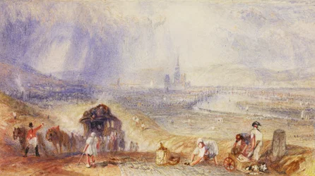 遠景、ルーアン、1834年頃（水彩、紙）