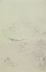 クライド川の滝 1801年頃 （紙に鉛筆