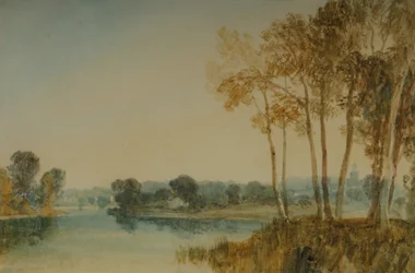 テムズ川沿いの木々のある風景 1805年頃 （紙に水彩）