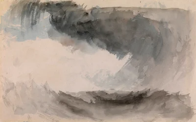 「Tempete en mer（海の嵐）Joseph Mallord William Turner（1775-1851）の水彩画 Dim 18,4x29,3 cm プライベート・コレクション