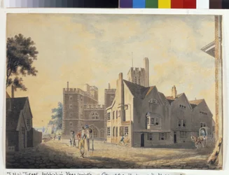 Näkymä Arkkipiispan palatsista, Lambeth (akvarelli valkoisella paperilla)