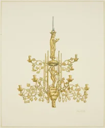 テンプル教会の真鍮シャンデリア（水彩・紙
