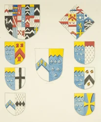 ブリストル大聖堂のニュートンズ・モニュメントに施された紋章（水彩・紙