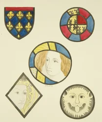 St Mary Redcliffeの様々な窓のステンドグラス（紙に水彩画