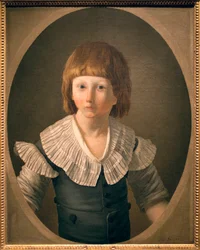 ルイ17世（1785-1795）の肖像、ルイ・シャルル・ド・ノルマンディーは、1789年に兄グロインの死によってドルフィンとなり、家族とともにテンプルに幽閉され、そこで3年間過ごし、そこで死去しました。この肖像画は、神殿で描かれたと言われているのは