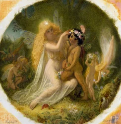 「ウィリアム・シェイクスピア作「真夏の夜の夢」の挿絵。ジョセフ・ノエル・パトン（1821-1901）作 個人蔵