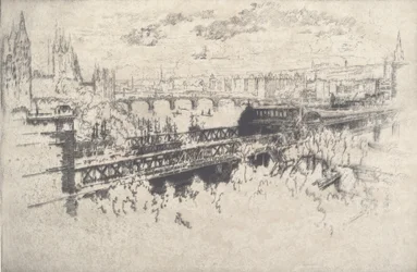 チャリング・クロス・ブリッジ越しのロンドン、1910年
