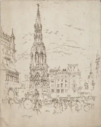 チャリング クロス駅前のエリノア クロス、1906 年。