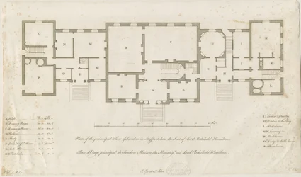 サンドンホール-プリンシパルフロアの計画：彫刻、nd [1769-1771]（印刷）