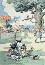 レナールとイゼングリンの戦い（G.ル・コルディエ作「レナール様の冒険」より）1900年頃（カラーリトグラフ