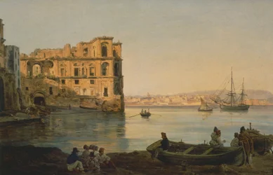 ナポリ・キアイアのドンナ・アンナ荘を背景に、ジョセフ・レヴェル（1787-1828）作、イタリア