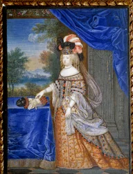ポーランドの衣装をまとったマリー・テレーズ・オブ・オーストリア（1638～1683年）のフランス王妃の肖像。ヴェルナー・ヨーゼフ・ル・ジューン（1637-1710）によるスイスの絵画