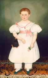 レチクルとバラを持つ少女、c。 1840年。