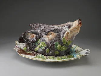 イノシシの頭Tureen、チェルシー磁器工場、c。 1758磁器