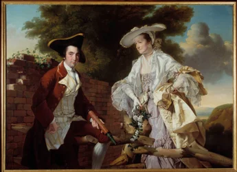 地図製作者ピーター・ペレス・バーデット（1735-1793）とその妻ハンナの肖像 ジョセフ・ライト・オブ・ダービー（1734-1797）による絵画 1765年 プラハ、ナショナル・ギャラリー