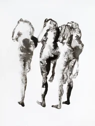 3体のインク画の人物