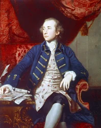 ウォーレン・ヘイスティングス（1732〜1818）の肖像。ジョシュア・レイノルズによる絵画。1766 - 1768.ロンドン、ナショナル・ポートレート・ギャラリー。