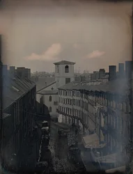 1855年、ボストンのトレモント・ロウ5番地12のサウスワース＆ホーズ・スタジオからブラットル・ストリートを見下ろす。クリエイター。ジョサイア・ジョンソン・ホーズ、アルバート・サンズ・サウスワース。