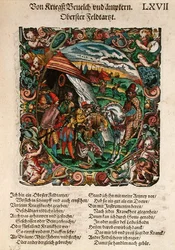 レオンハルト・フロンスペルガー（1520年頃～75年頃）1573年（カラー木版画）の「Kriegsbuch dritter theil von Schantzen und Befestungen」からの軍事手術