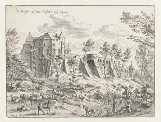ルーヴェン城、1675年（紙にペンとインク）
