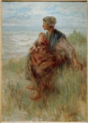 遠くを見つめる