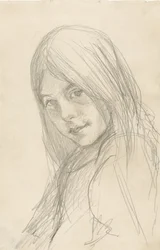 ゆるい髪の少女の肖像画