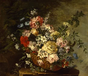 かごの中の花のある静物c.1780-1790