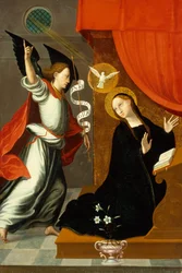 受胎告知（パネルに油彩）