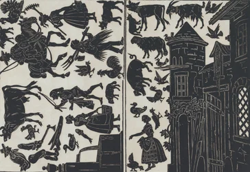 中国の影絵人形の図のシート 6、1859 年。