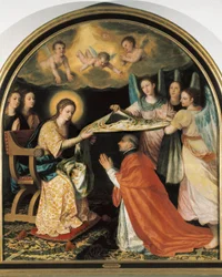 サン・イルデフォンソ（Saint Ildefonso）でのChasubleの贈呈 Juan SANCHEZ COTAN（1561-1627）の絵画 油彩・キャンバス グラナダ、グラナダ・ベラス・アルテス美術館。