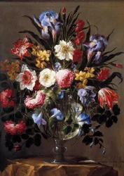 花のブーケ。Juan De Arellano (1614-1676)の絵 Ec.Esp.