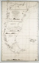 チリ、パタゴニア、ティエラ・デル・フエゴおよびフォークランド諸島の地図、1798年頃（エングレーヴィング）