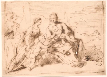 マリアと子供たちイエスとヨハネと聖人