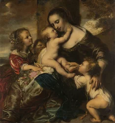 カリタスとして描かれた、4 人の子供を持つ女性の肖像