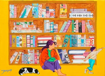 想像力あふれる黄色い図書館