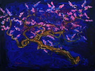ピンクの桜の夜