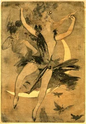 ジュール・シェレがフェリシアン・シャンソールの "Lulu "を描いたドローイング。この作品は1900年に発表された一幕ものの小説とパントマイムで、道化師の踊り子が登場します。「Lulu」は、フランスで「サーカス文学」と呼ばれているものの最も優れた例のひとつとされています。