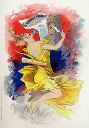 文学。新聞「ル・クーリエ・フランセ」。ジュール・シェレ作「アレゴリー」フランス、1890年頃（ポスター
