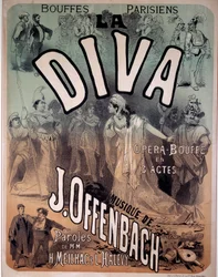 ジャック・オッフェンバック（1819-1880）の音楽によるパリのブッフでのオペレッタ「ディーバ」のポスター