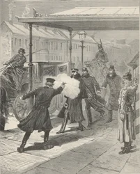 ミハイル・ロリス＝メリコフ伯爵の暗殺。『ル・モンド・イリュストレ』より、1880年。