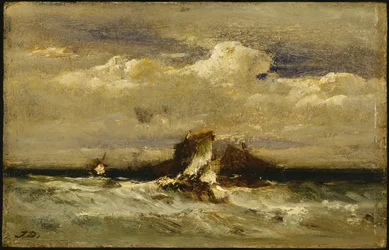 海景、1868-81年頃（市販のクレードルパネルに油彩）