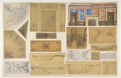インテリアの塗装装飾のための19のデザイン（1830-97年）。クリエイター。ジュール＝エドモンド＝シャルル・ラシェス、ウジェーヌ＝ピエール・グーデ。