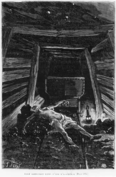 「彼女は窒息の空気で死にかけていました」、エミールゾラ（1840-1902）による「ジェミナル」のイラスト、欲望デュモン（19世紀）、1886年版の彫刻