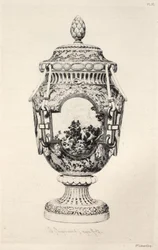 陶芸史：あらゆる時代と国々の陶器に関する記述的・哲学的研究：フランス：セーヴル - 軟質磁器 - フォントノワの戦いを記念する花瓶（図版XI）