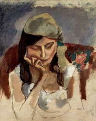 ターバンを巻いた女性ジュール・パスシン（1885-1930）の絵画