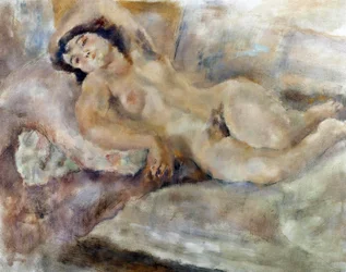 Manolita 伸びやかな裸の女性。ジュール・パスカン（1885-1930）による絵画 1929年 パリ市立近代美術館